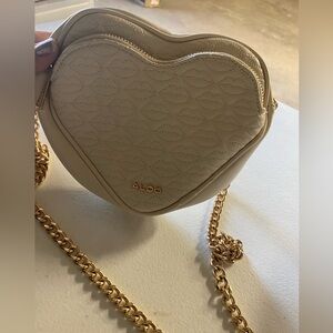 Aldo Beige Heart Crossbody Bag with Gold Chain